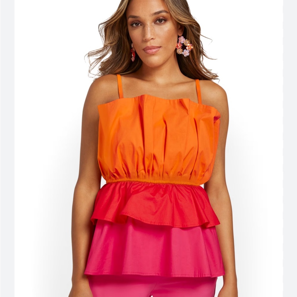 color block poplin top